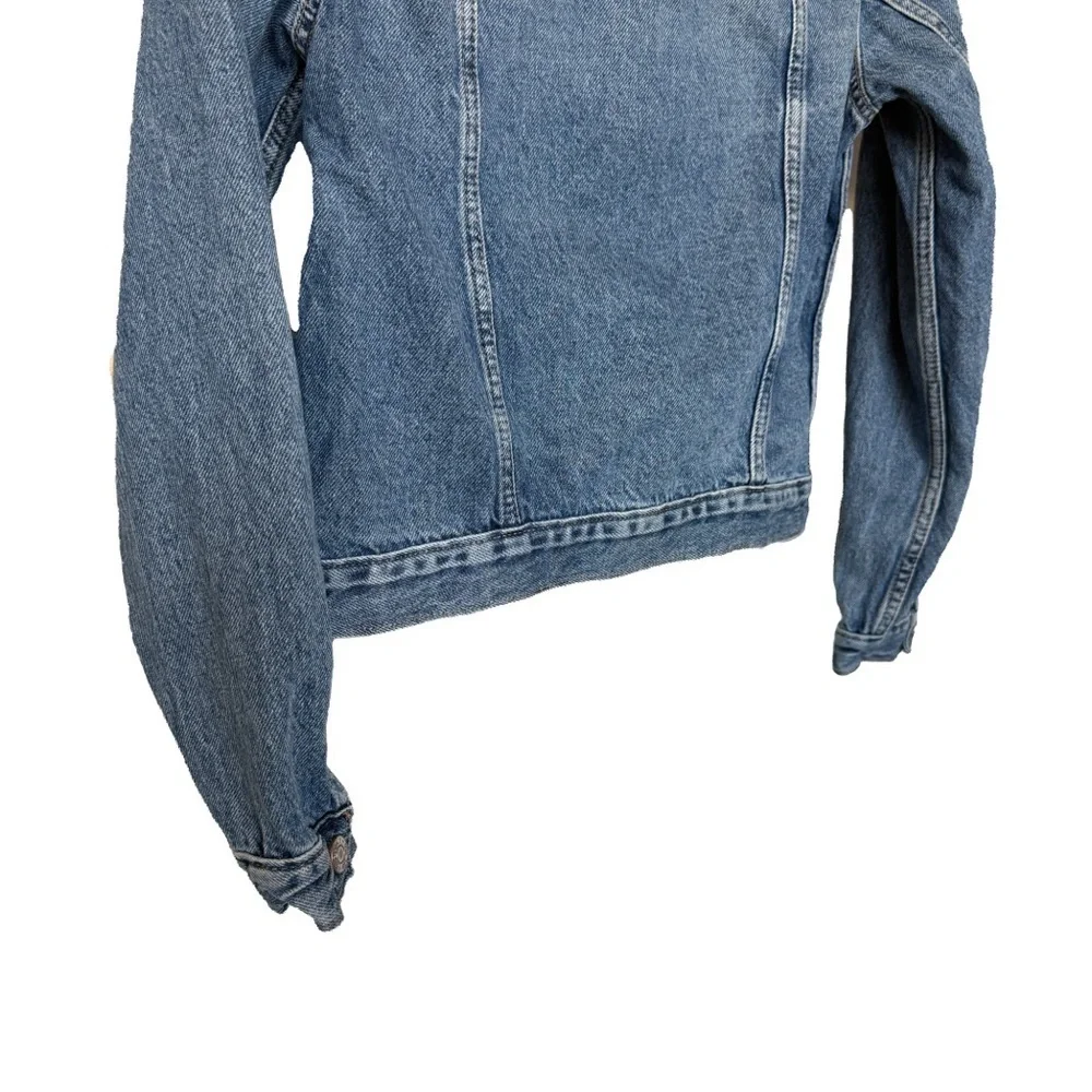 Gap Kids Girl Trucker Denim Jacket Blue Size 14-16 Snap Front Long Sleeve Casual